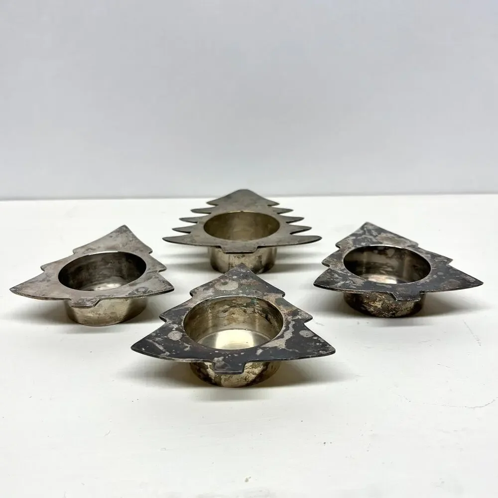 Restoration Hardware Silver Plate Christmas Tree Tealight Holder